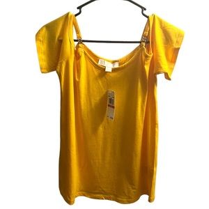 Michael Kors Yellow/Gold Cold Shoulder Top Size Small